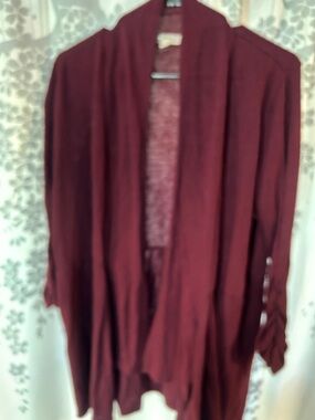 About A Girl Open-Front Wine Red Cardigan